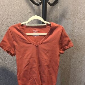 BCX Women's Short Sleeve V-Neck Top - Rust